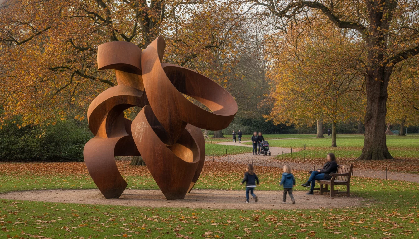 Frieze Sculpture - פסל עכשווי ב- English Gardens של ריג'נטס פארק עם משפחות בפארק באוקטובר