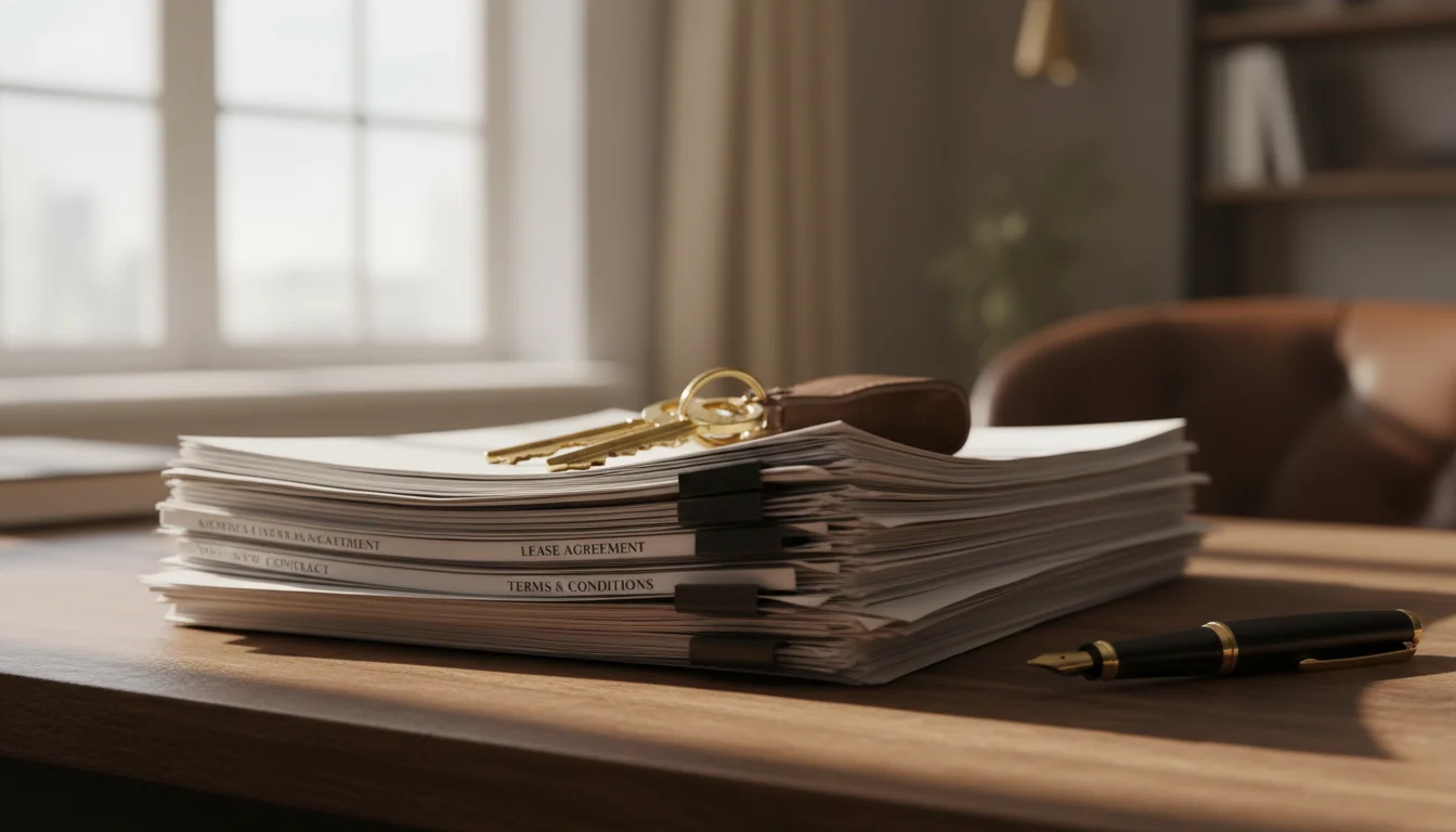 מסמכי חכירה ומפתחות דירה על שולחן - leasehold freehold קניית דירה בלונדון