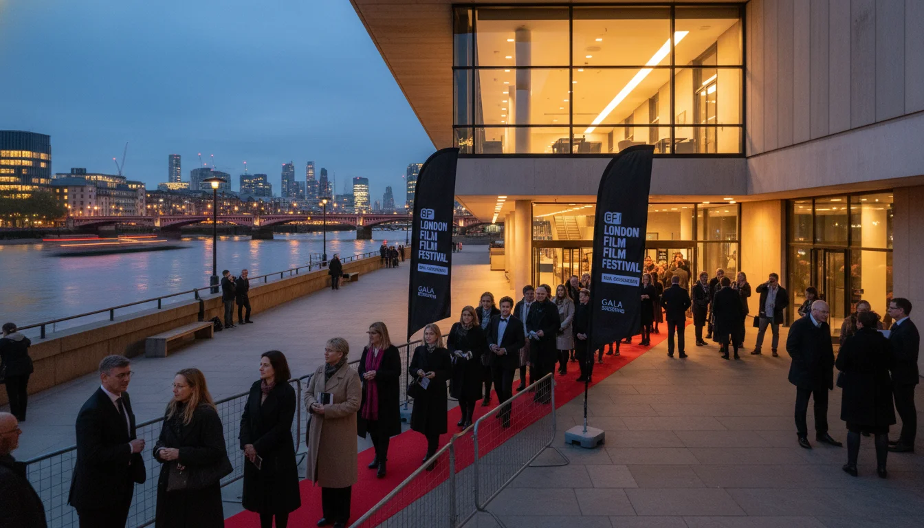 Royal Festival Hall ב- Southbank Centre בערב גאלה של BFI London Film Festival - שטיח אדום וכניסת אורחים בלונדון של אוקטובר
