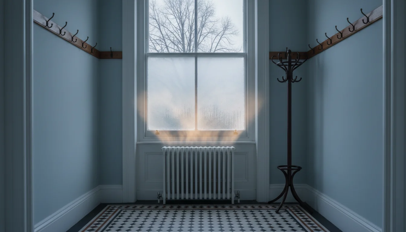 רדיאטור פועל בדירה ריקה בלונדון בחורף - הסקה שומרת על הצינורות מהקפאה