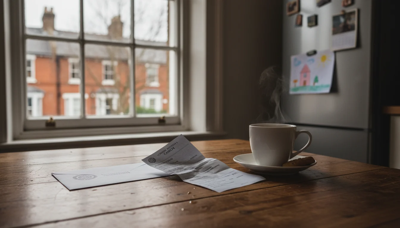 מכתב council tax על שולחן במטבח דירה לונדונית - הארנונה שמשתנה מבורו לבורו